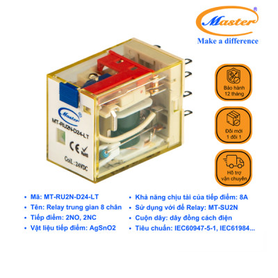 Relay Trung Gian 8 Chân MT-RU2N-D24-LT Master