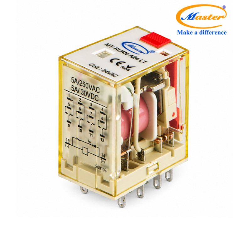 Relay Trung Gian 14 Chân 24VAC MT-RU4N-A24-LT Master