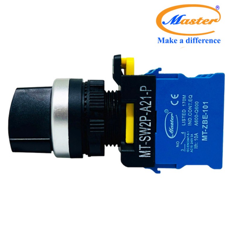 Công Tắc Xoay 2 Vị Trí Master - Viền Mạ Bạc