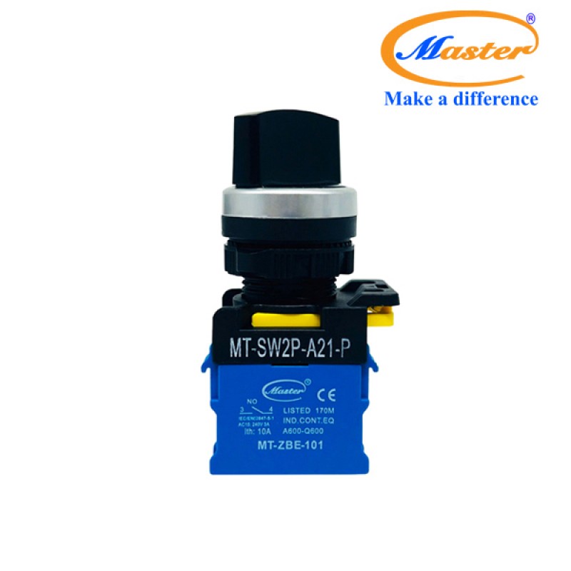 Công Tắc Xoay 2 Vị Trí Master - Viền Mạ Bạc