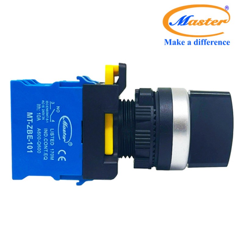 Công Tắc Xoay 3 Vị Trí Master - Viền Mạ Bạc