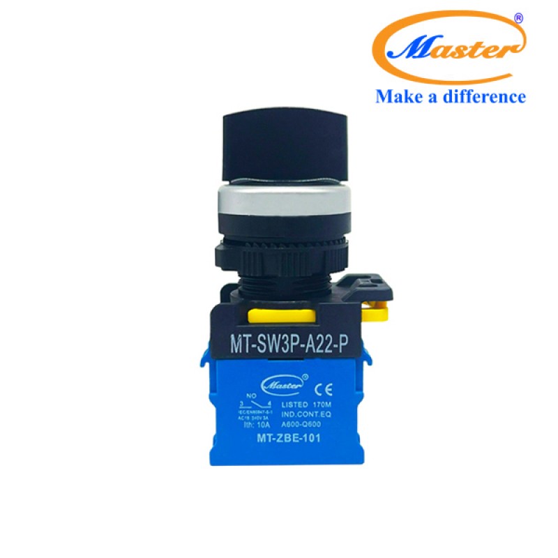 Công Tắc Xoay 3 Vị Trí Master - Viền Mạ Bạc