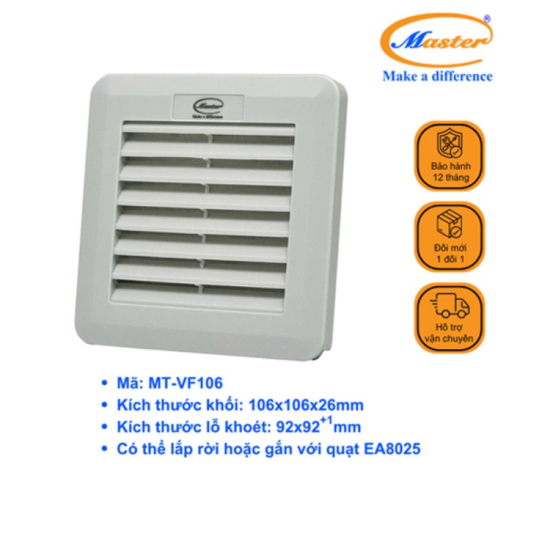 Miệng Gió Có Lọc Bụi Có Gioăng Kín Nước MT-VF106