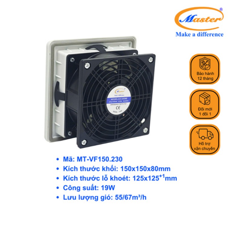Quạt Hút Kèm Miệng Gió Có Gioăng Kín Nước MT-VF150.230