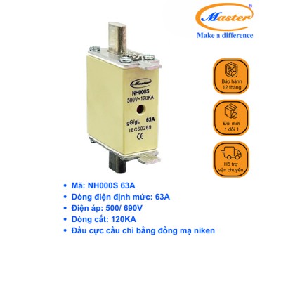 Cầu Chì Dòng Cắt Mạch Cao NH000S 63A Master