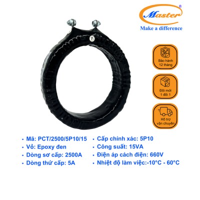 Biến Dòng Bảo Vệ PCT 2500/5A 5P10 15VA Master - Đúc Epoxy Tròn Đen