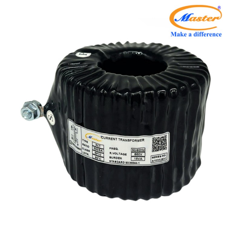 Biến Dòng Bảo Vệ PCT 500/5A 5P10 15VA Master - Đúc Epoxy Tròn Đen