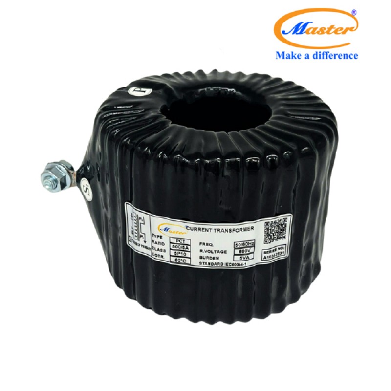 Biến Dòng Bảo Vệ PCT 500/5A 5P10 5VA Master - Đúc Epoxy Tròn Đen