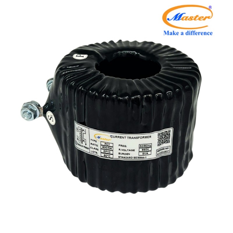 Biến Dòng Bảo Vệ PCT 600/5A 5P10 5VA Master - Đúc Epoxy Tròn Đen