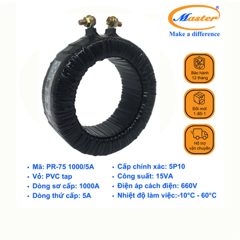 Biến Dòng Bảo Vệ Băng Quấn PR-75 1000/5A 5P10 15VA