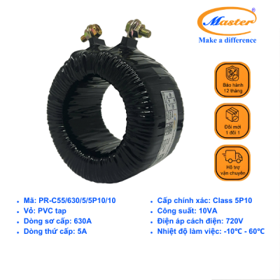 Biến Dòng Bảo Vệ Băng Quấn PR-C55 630/5A 5P10 10VA Master