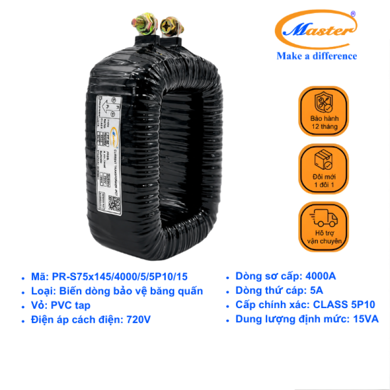 Biến Dòng Bảo Vệ Băng Quấn PR-S75x145 4000/5A 5P10 15VA Master