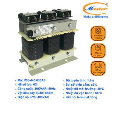 Cuộn Kháng 6% Cho Tụ Bù 3P-30KVAR 440VAC