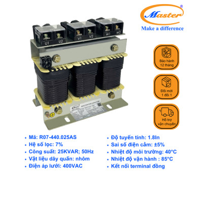 Cuộn Kháng 7% Cho Tụ Bù 3P-25KVAR 440VAC