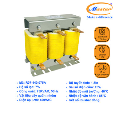 Cuộn Kháng 7% Cho Tụ Bù 3P-75KVAR 440VAC