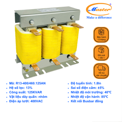 Cuộn Kháng 13% Cho Tụ Bù 3P 125KVAR 460VAC Master