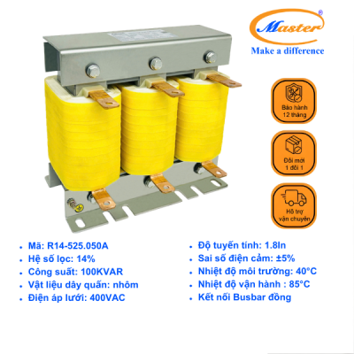 Cuộn Kháng 14% Cho Tụ Bù 3P 50KVAR 525VAC Master