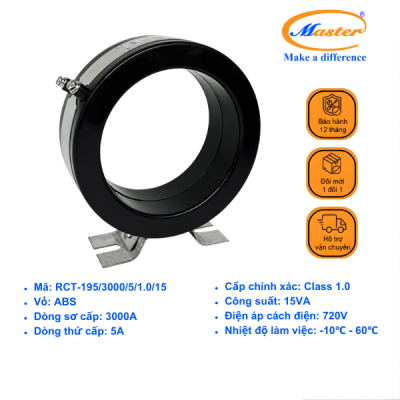 Biến Dòng Đo Lường RCT-195 3000/5A CL1.0 15VA Master