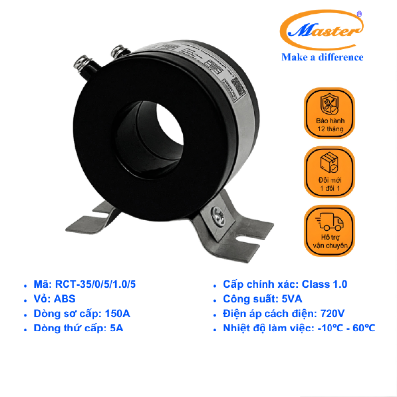 Biến Dòng Đo Lường RCT-35 150/5A CL1.0 5VA Master