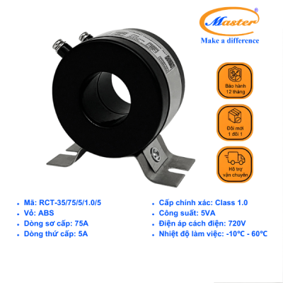 Biến Dòng Đo Lường RCT-35 75/5A CL1.0 5VA Master
