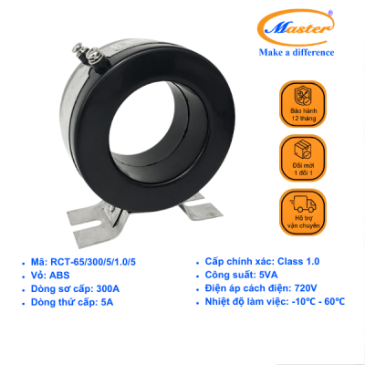 Biến Dòng Đo Lường RCT-65 300/5A CL1.0 5VA Master